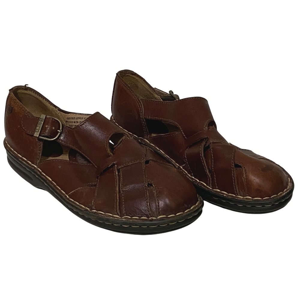 Born Mens Brown Leather Fisherman Sandals Closed Toe Buckle Shoes Size 10